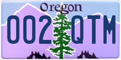 OR license plate 002QTM