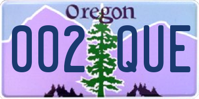 OR license plate 002QUE