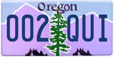 OR license plate 002QUI