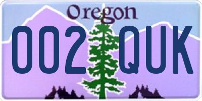 OR license plate 002QUK