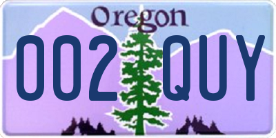 OR license plate 002QUY