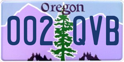 OR license plate 002QVB