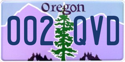 OR license plate 002QVD