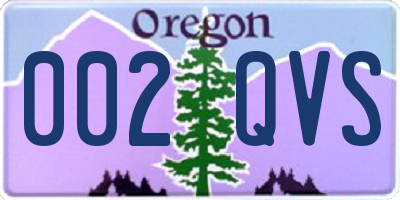 OR license plate 002QVS