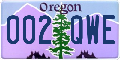 OR license plate 002QWE
