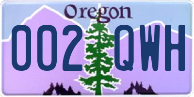 OR license plate 002QWH
