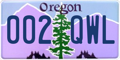OR license plate 002QWL