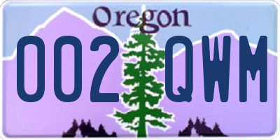 OR license plate 002QWM
