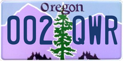 OR license plate 002QWR