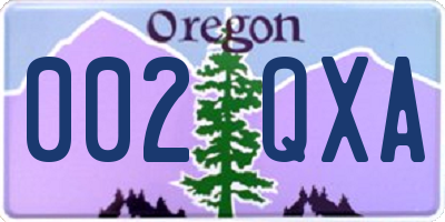 OR license plate 002QXA