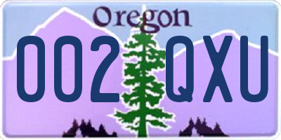 OR license plate 002QXU