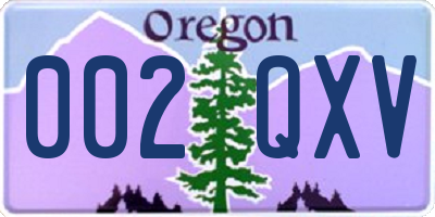 OR license plate 002QXV