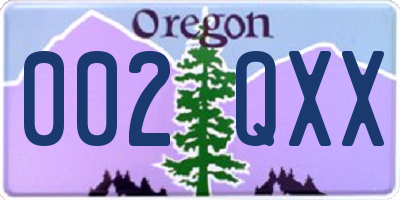 OR license plate 002QXX