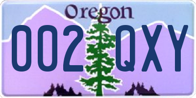OR license plate 002QXY