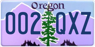 OR license plate 002QXZ