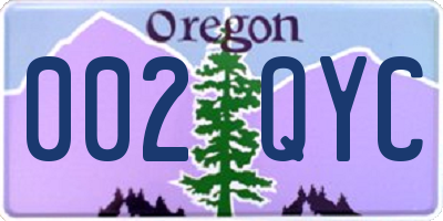 OR license plate 002QYC