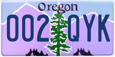 OR license plate 002QYK