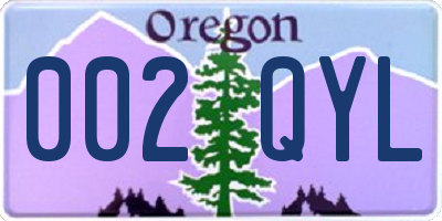OR license plate 002QYL