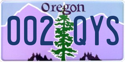OR license plate 002QYS