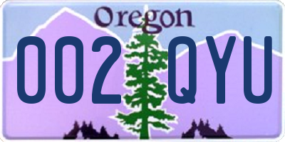 OR license plate 002QYU