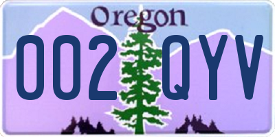 OR license plate 002QYV