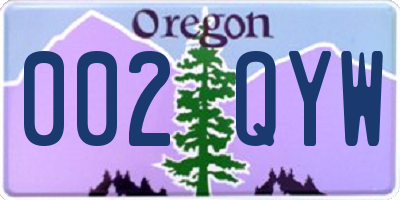 OR license plate 002QYW