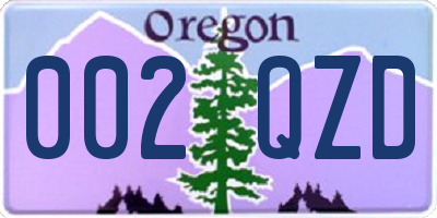 OR license plate 002QZD