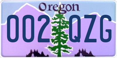 OR license plate 002QZG