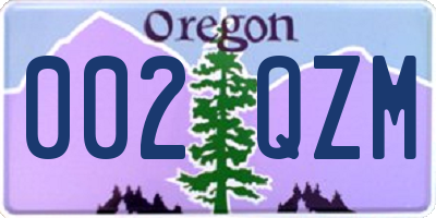 OR license plate 002QZM