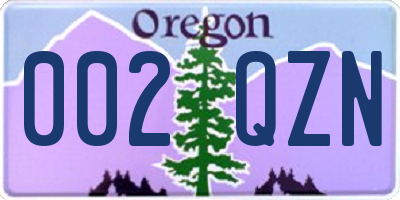 OR license plate 002QZN