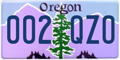 OR license plate 002QZO