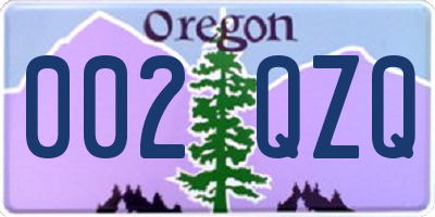 OR license plate 002QZQ