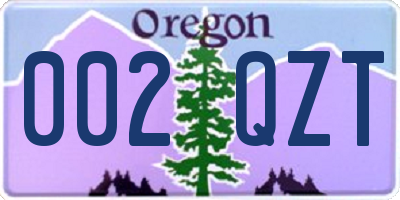 OR license plate 002QZT