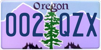 OR license plate 002QZX