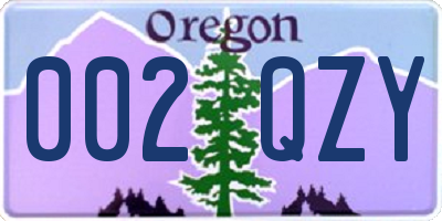OR license plate 002QZY