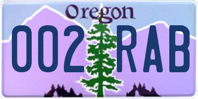 OR license plate 002RAB