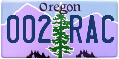 OR license plate 002RAC