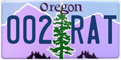 OR license plate 002RAT