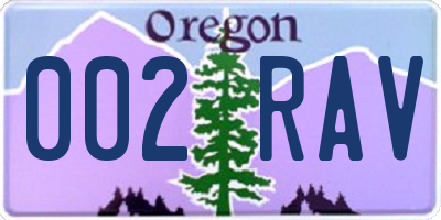 OR license plate 002RAV