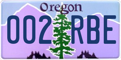 OR license plate 002RBE