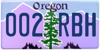 OR license plate 002RBH