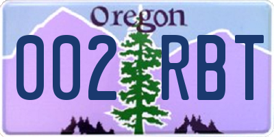 OR license plate 002RBT
