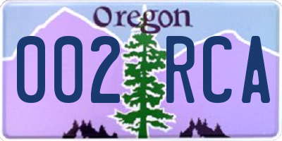 OR license plate 002RCA