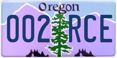 OR license plate 002RCE