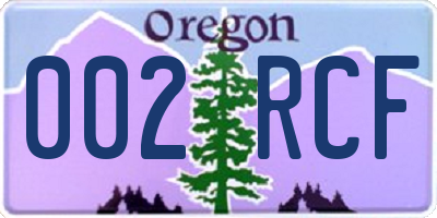 OR license plate 002RCF