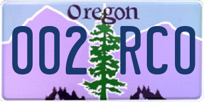OR license plate 002RCO