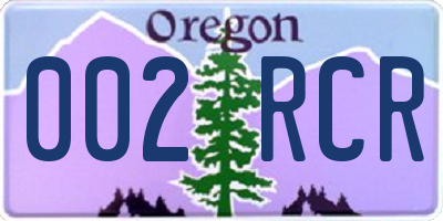 OR license plate 002RCR