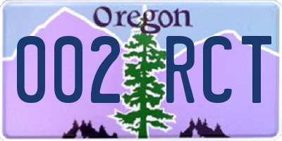 OR license plate 002RCT