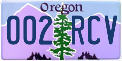 OR license plate 002RCV