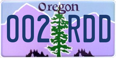OR license plate 002RDD